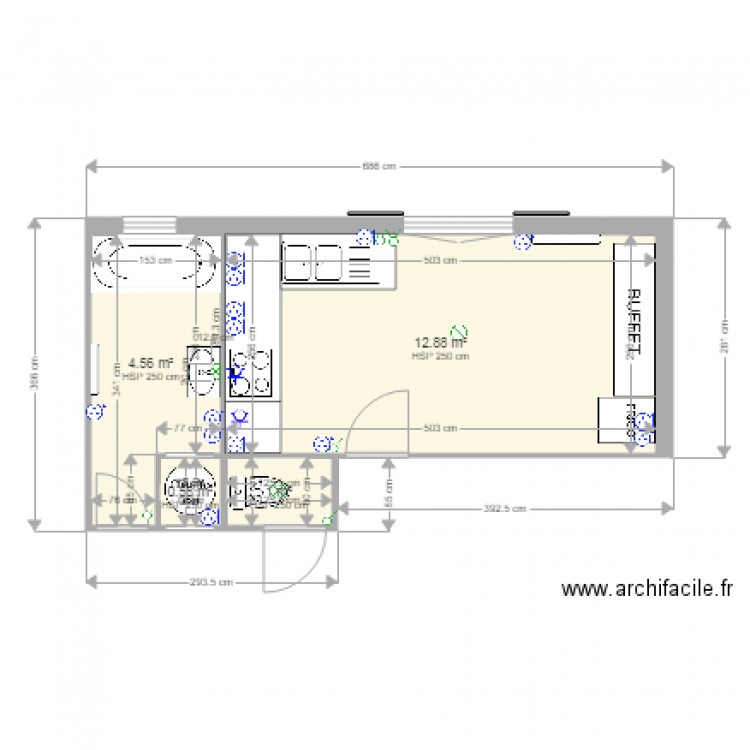 cuisine wc douche. Plan de 0 pièce et 0 m2