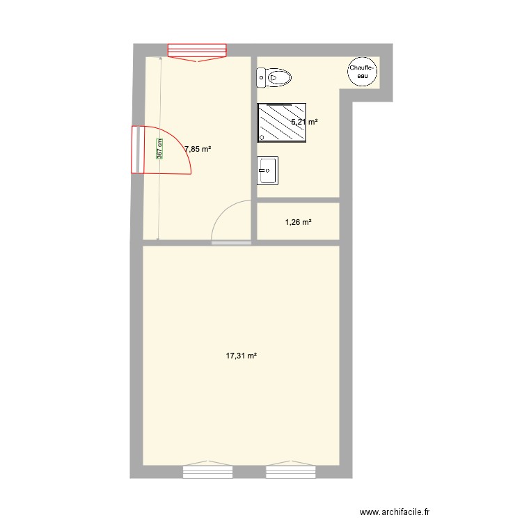 appartement. Plan de 4 pièces et 32 m2