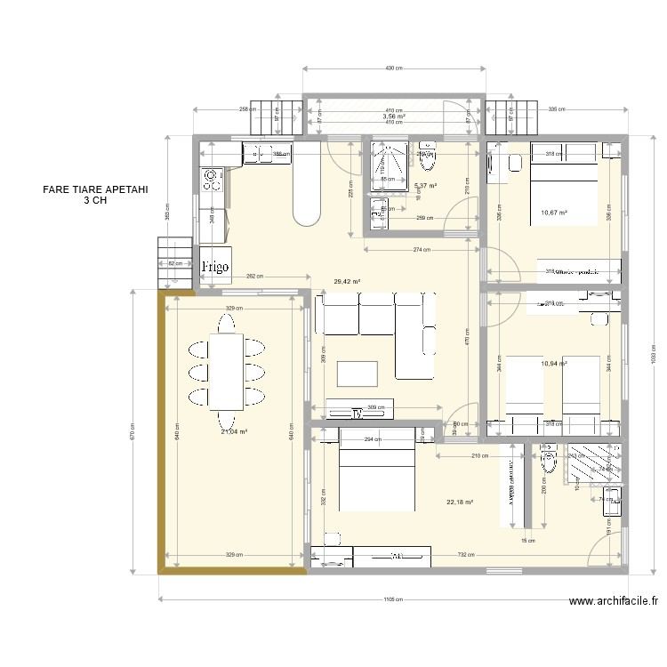 TIARE APETAHI 2 3CH. Plan de 0 pièce et 0 m2