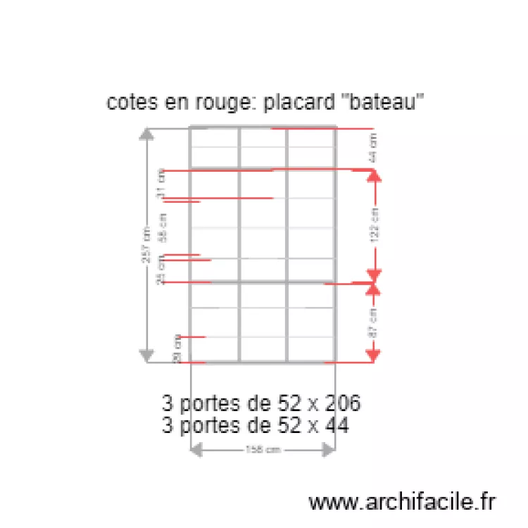 rainures placards bateau et entrée. Plan de rainures placards bateau et entrée. Plan de