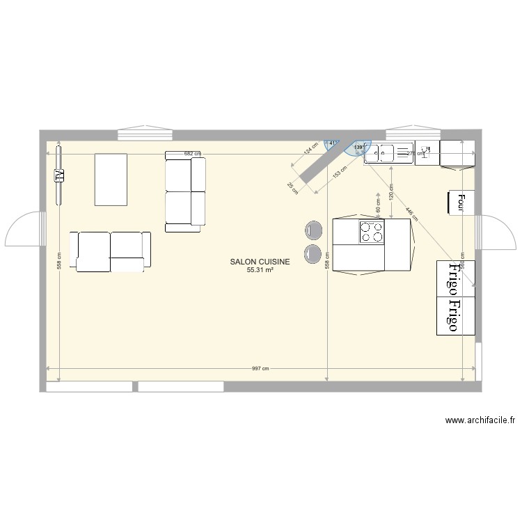 AMENAGEMENT SALON CUISINE JANVIER 19 1. Plan de 0 pièce et 0 m2