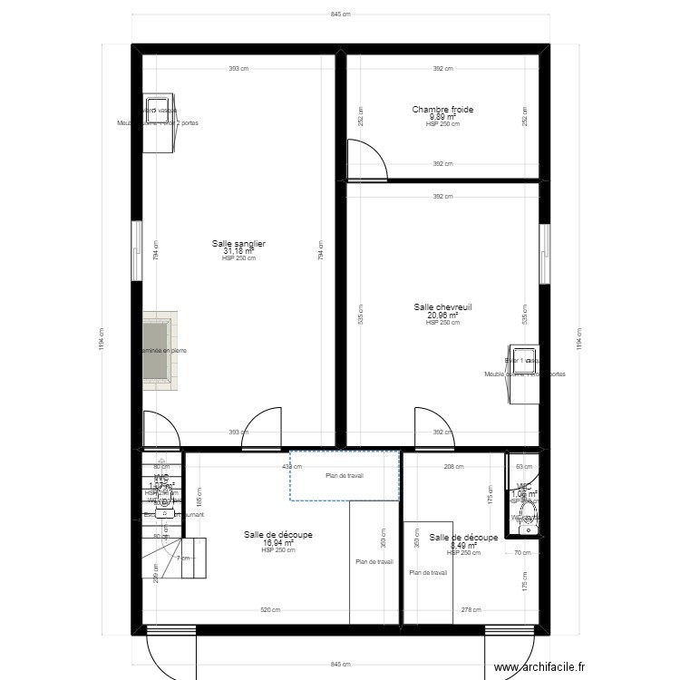 MAISON DE CHASSE. Plan de 7 pièces et 90 m2