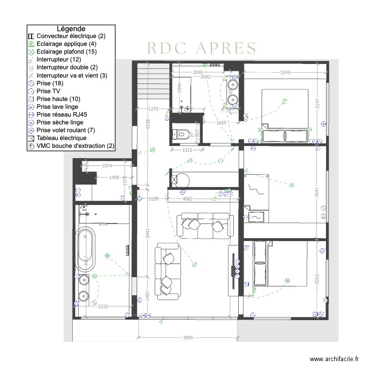 Plan électrique Romain et Laure RDC V1. Plan de 0 pièce et 0 m2