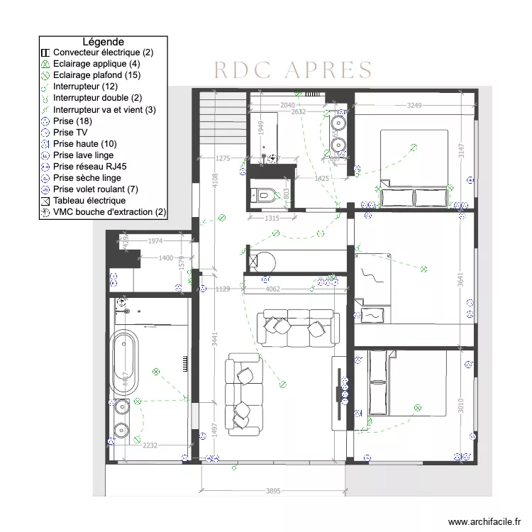 Plan &eacute;lectrique Romain et Laure RDC V1. Plan de 