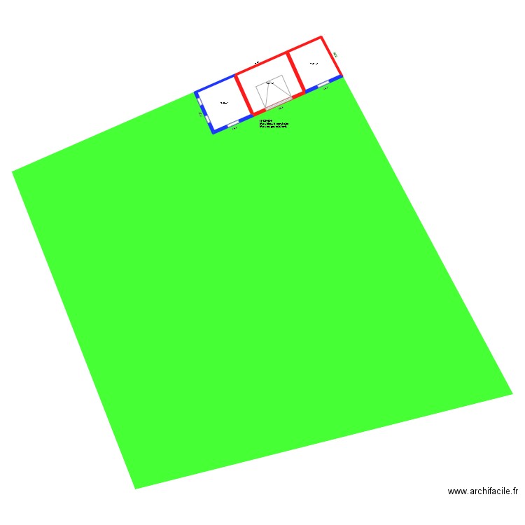 Plan vue aérienne pour explications. Plan de 3 pièces et 40 m2