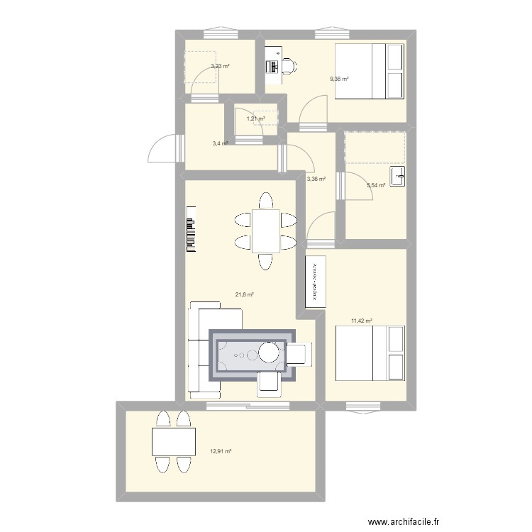 Appartement Lyon4. Plan de 9 pièces et 72 m2