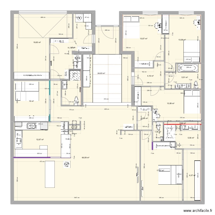 New 2 modifie v3 avec modif de la cuisine. Plan de 18 pièces et 228 m2