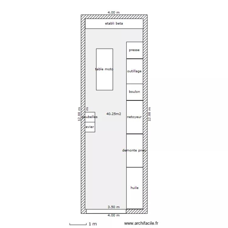 atelier test. Plan de 