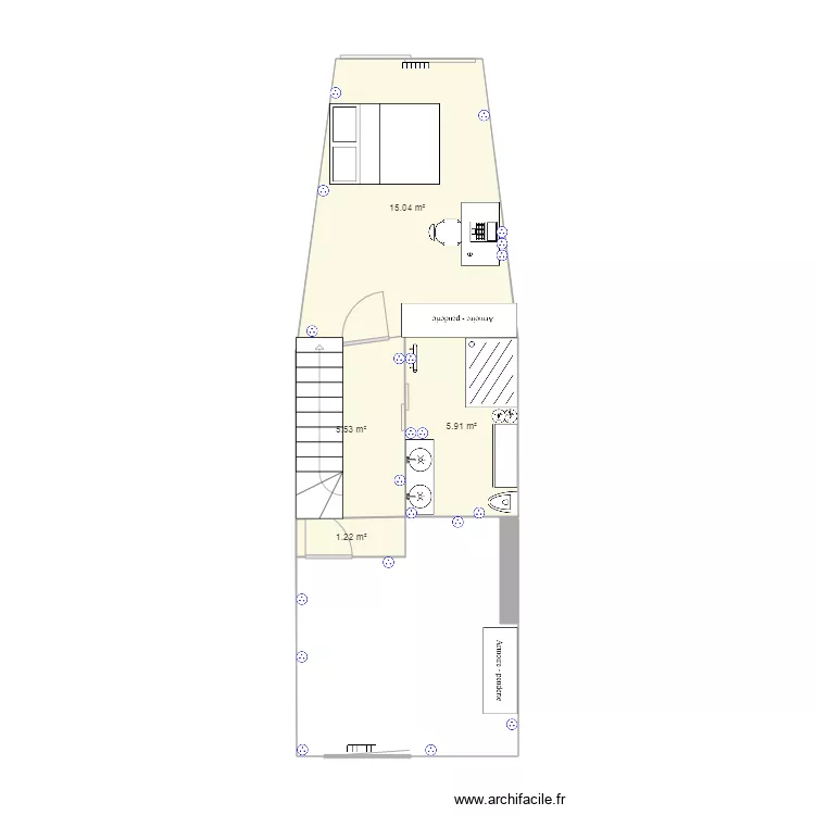 1er &eacute;tage apr&egrave;s travaux. Plan de 