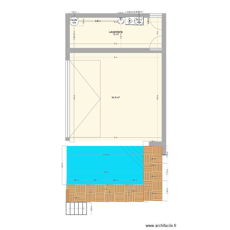 plano piscina. Plan de 0 pièce et 0 m2