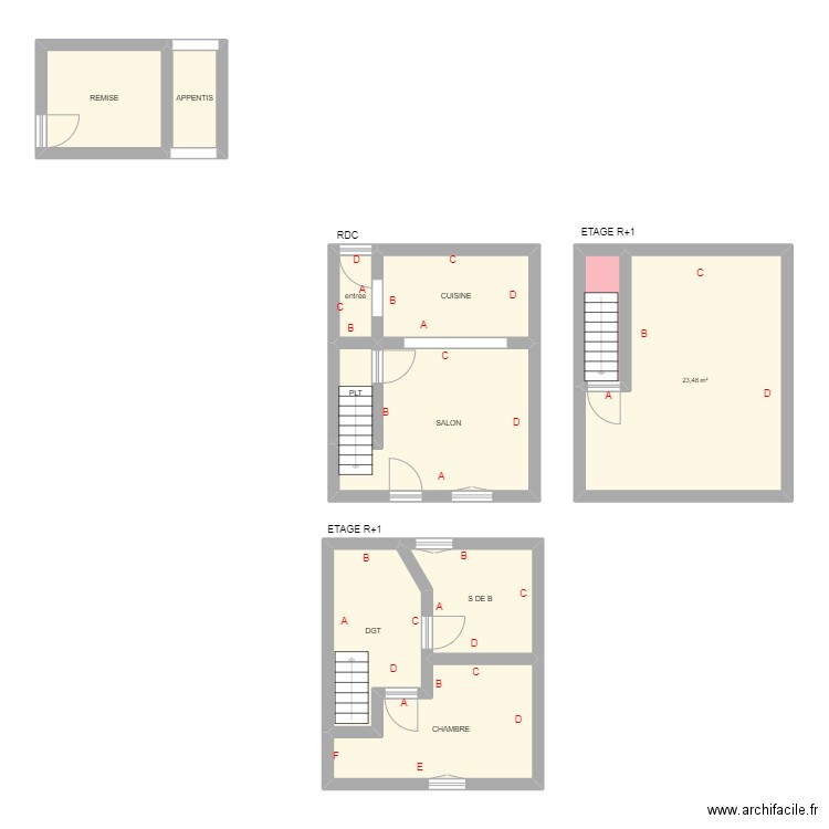 CAUCHIE. Plan de 11 pièces et 83 m2