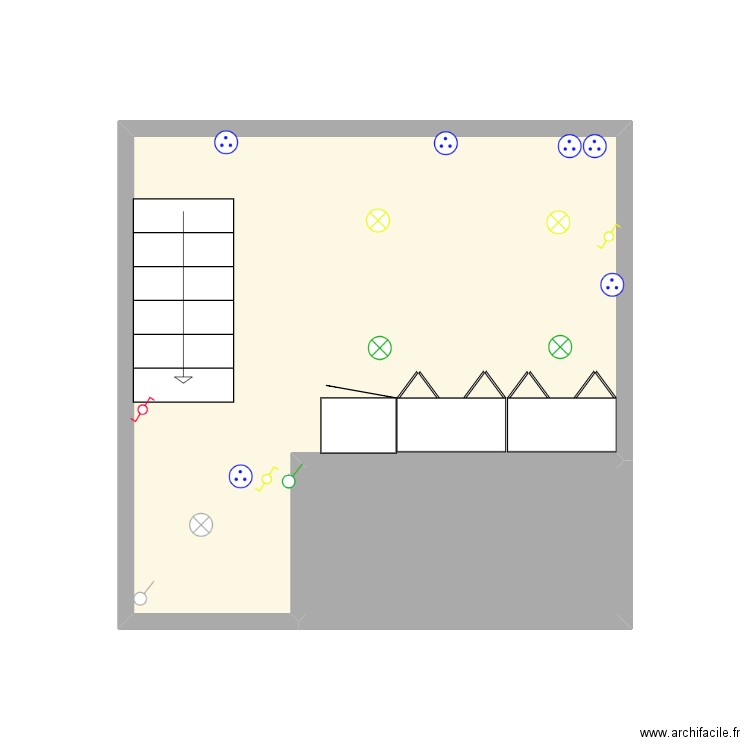 Plan studio RDC . Plan de 2 pièces et 14 m2