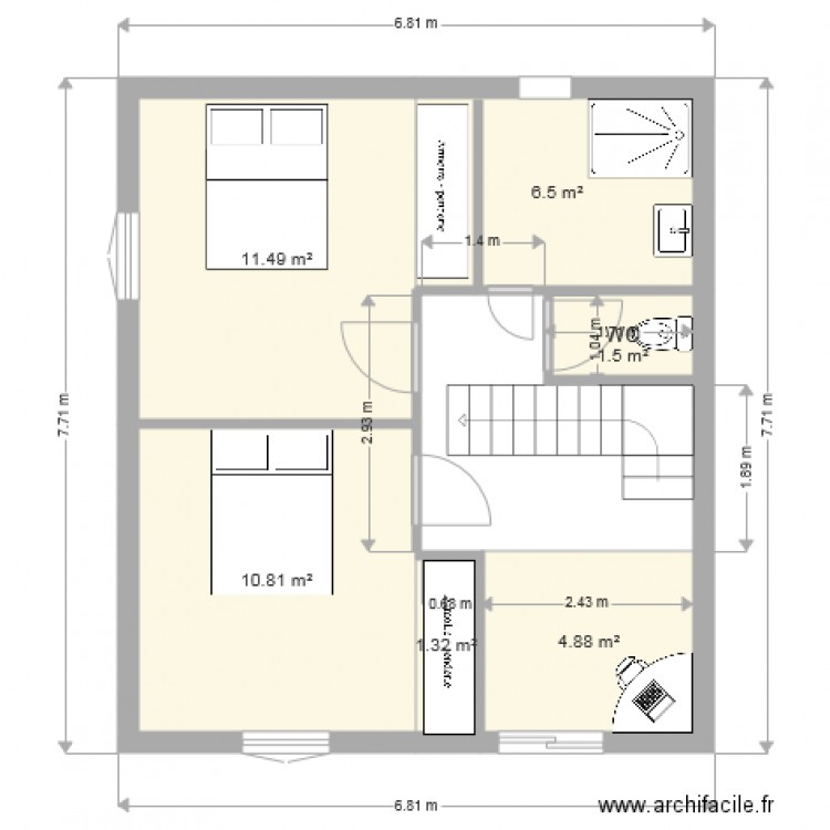 PREMIER ETAGE  PLAN MAISON MEUBEL. Plan de 0 pièce et 0 m2