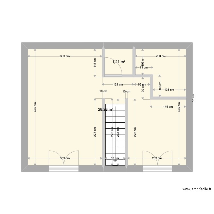 tan rouge Dabet étage 1. Plan de 2 pièces et 29 m2