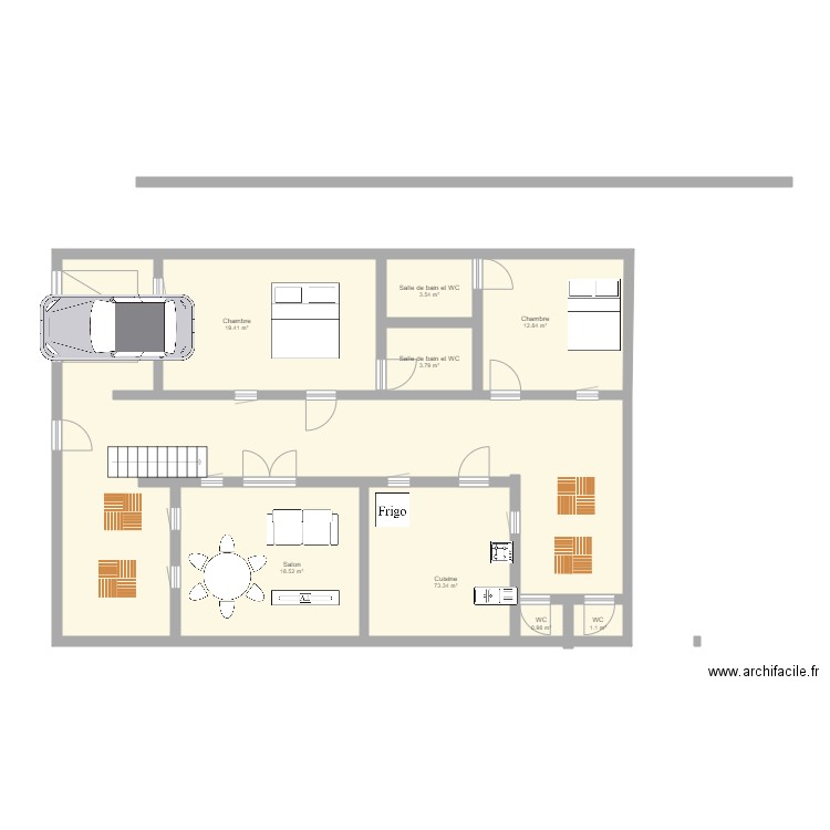 plan de maison avec garage à ciel ouvert. Plan de 0 pièce et 0 m2