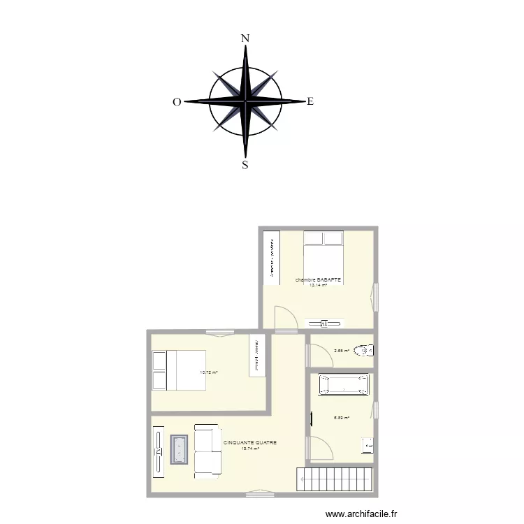 chambre haut. Plan de 