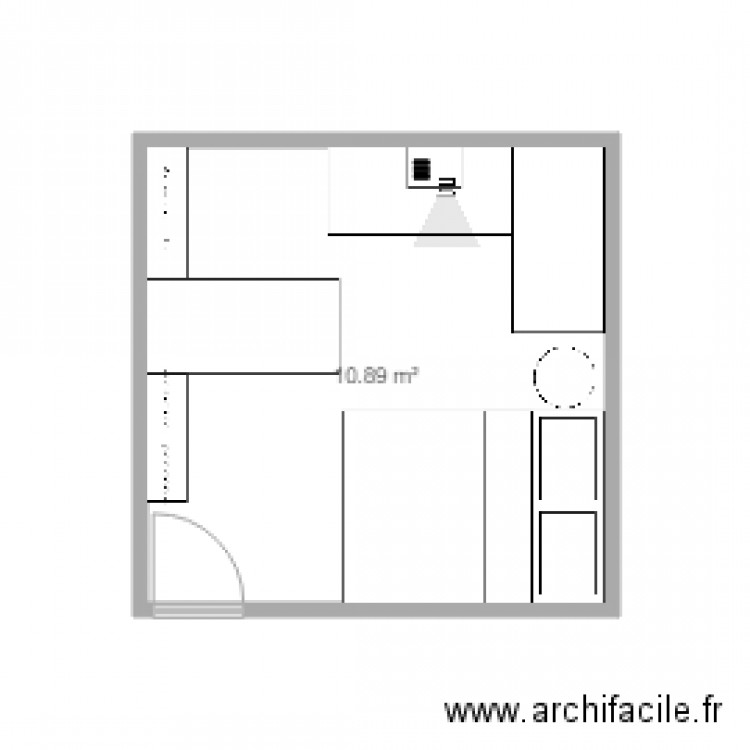 chambre3ds01. Plan de 1 pièce et 11 m2