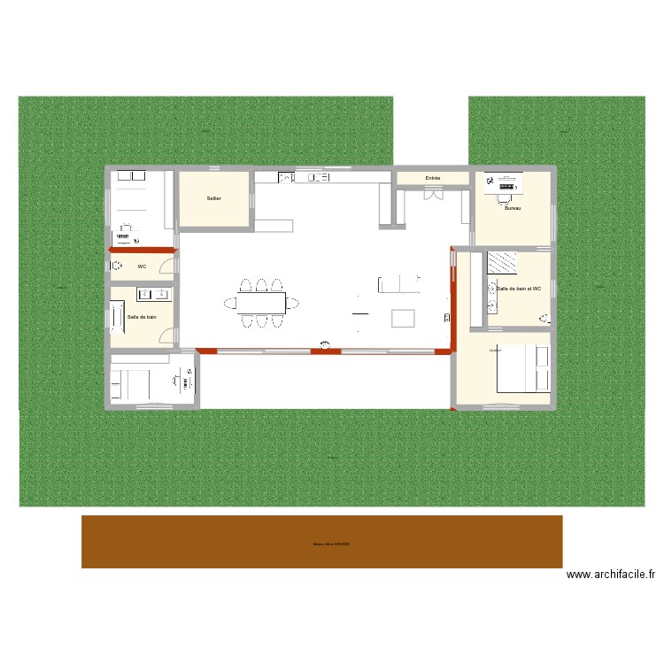 Maison en U 3. Plan de 7 pièces et 89 m2