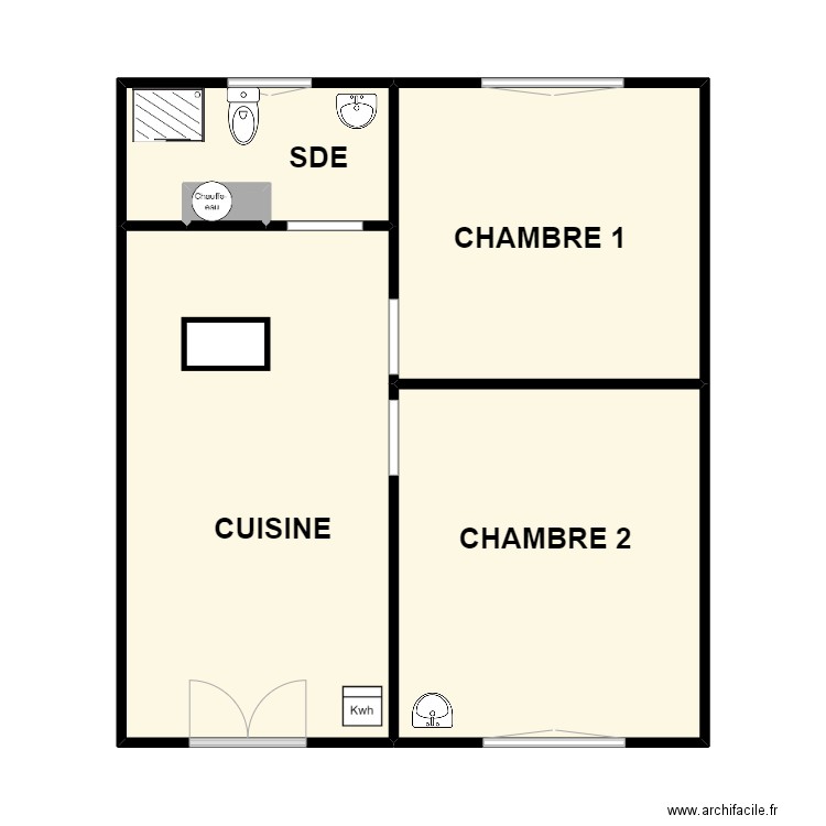 FLURY. Plan de 5 pièces et 53 m2