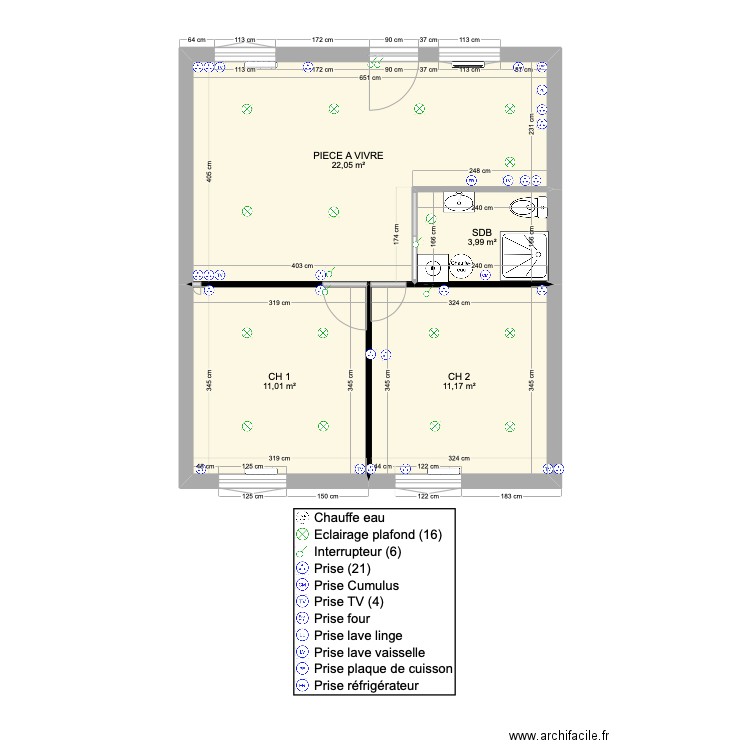 appartement 3 FIN. Plan de 4 pièces et 48 m2