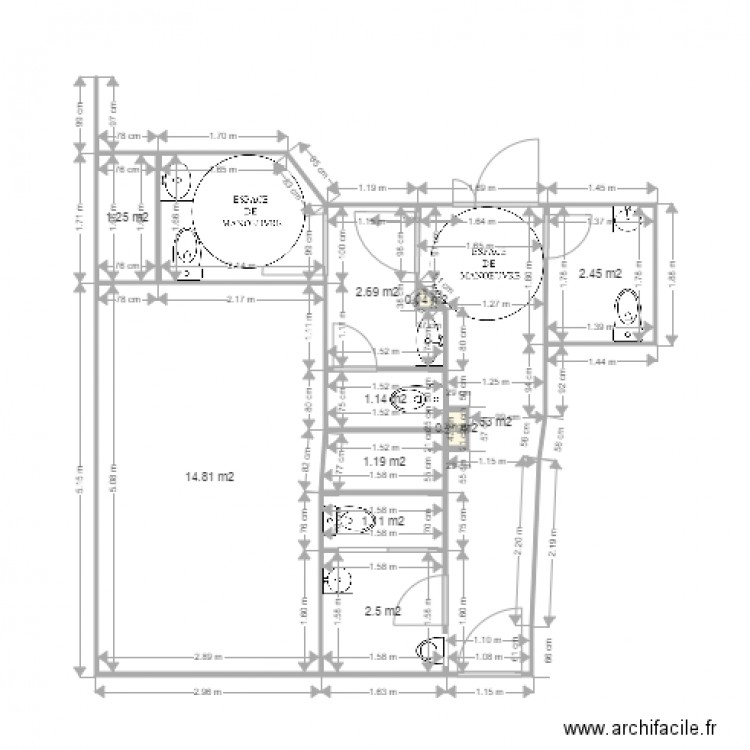 AUBERGE DU CENTRE PROJET SANITAIRES. Plan de 0 pièce et 0 m2