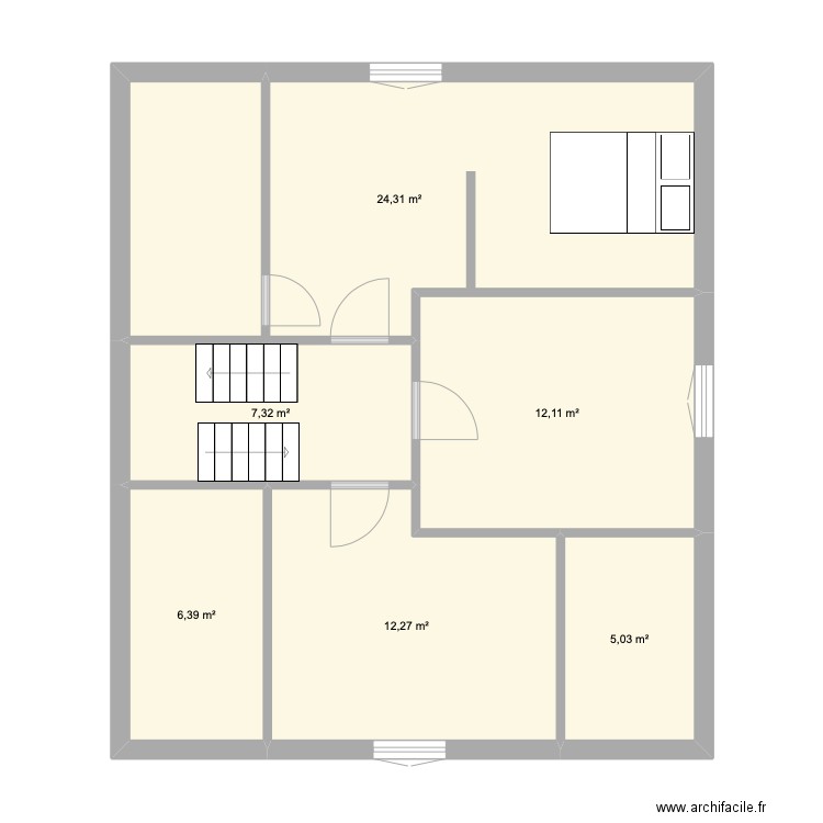 rdc 2. Plan de 6 pièces et 67 m2