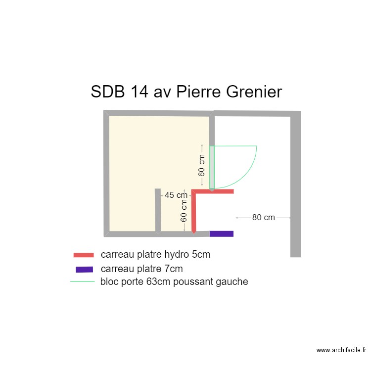 14 PIERRE GRENIER MACONNERIE. Plan de 1 pièce et 2 m2