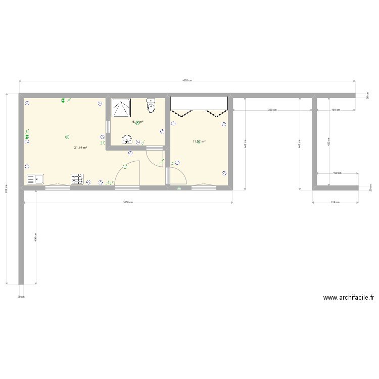 Maison Gardier Ourika-Elec-1. Plan de 3 pièces et 39 m2
