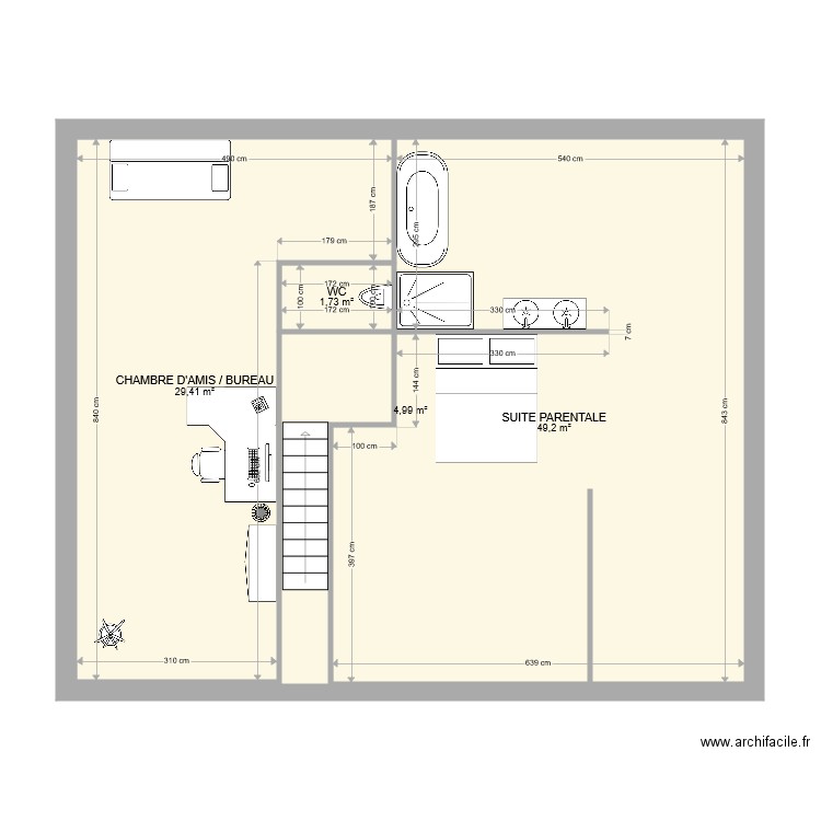 Etage 2 pièce. Plan de 0 pièce et 0 m2