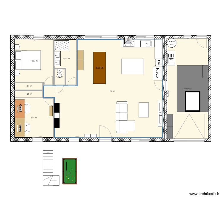 Projet Maison. Plan de 8 pièces et 118 m2