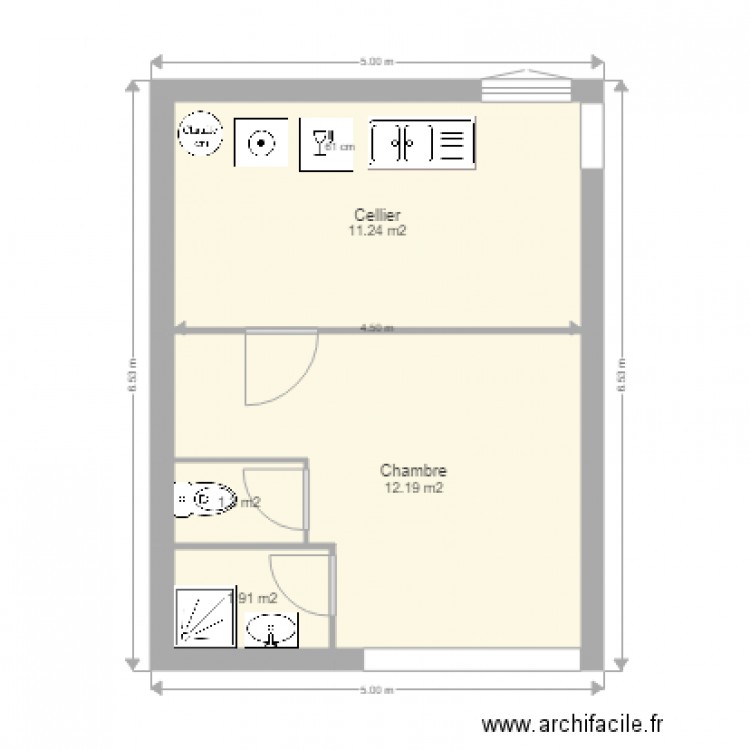 Plomberie Garage Actuel . Plan de 4 pièces et 27 m2