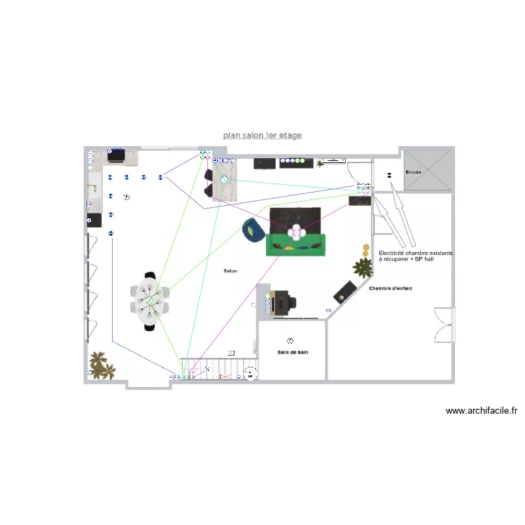 Implantation electrique 1er &eacute;tage. Plan de 
