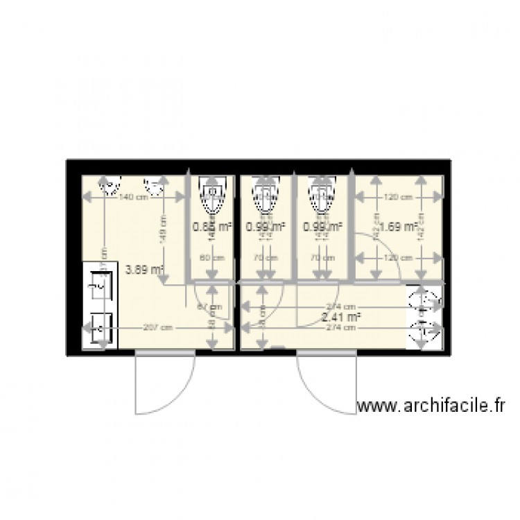 plan projet toilettes public Caudron. Plan de 0 pièce et 0 m2