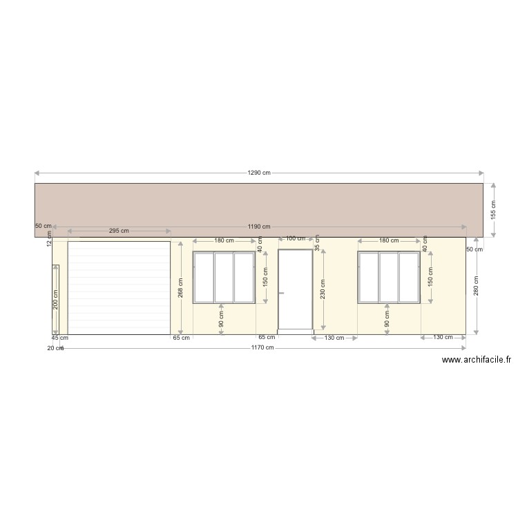 Facade garage. Plan de 0 pièce et 0 m2