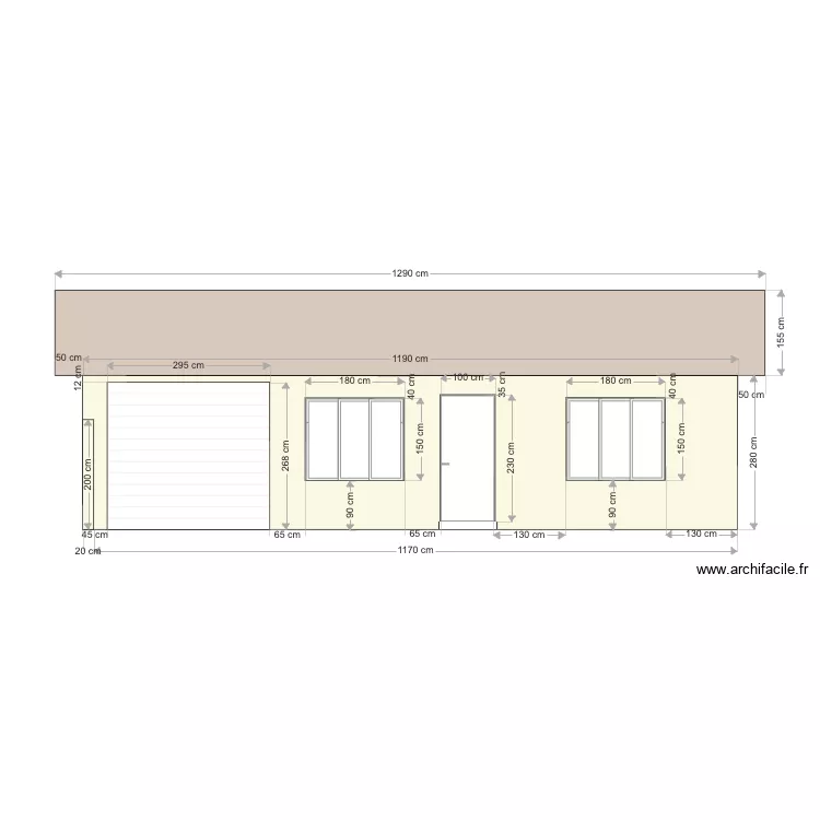 Facade garage. Plan de 