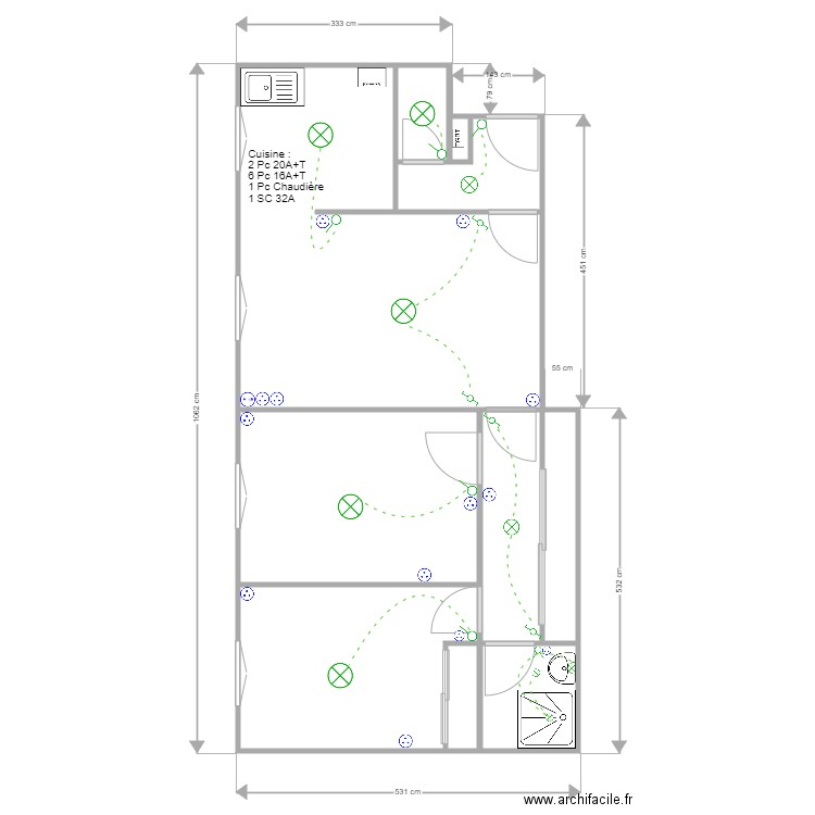  le maux. Plan de 0 pièce et 0 m2