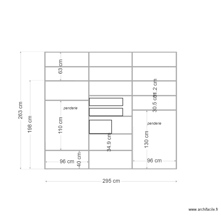 placard chambre justine interieur. Plan de 0 pièce et 0 m2