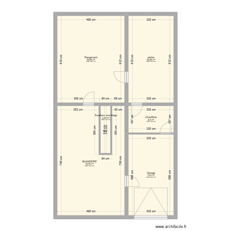 PLAN BOMBARDIER. Plan de 6 pièces et 116 m2