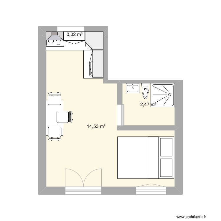 Aix les Bains. Plan de 3 pièces et 17 m2
