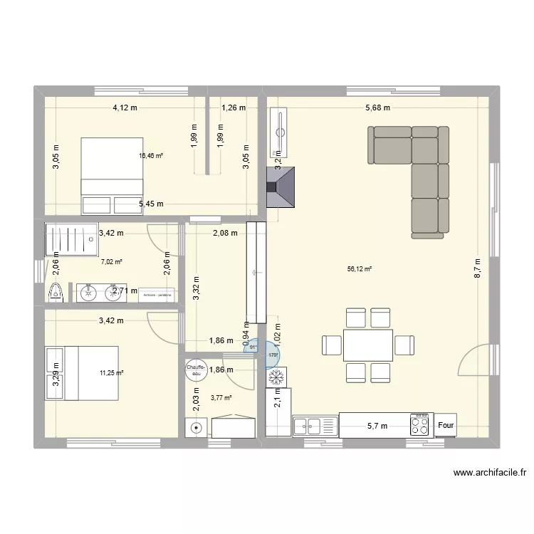 Maison Marie 2. Plan de 5  et 95 m²