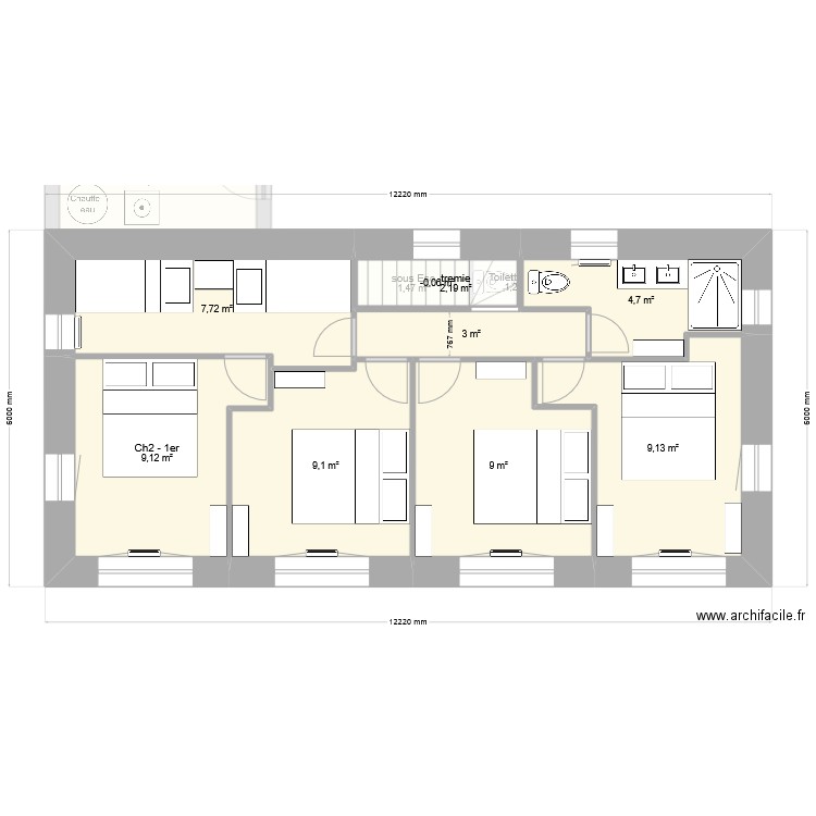 secondaire 5 chambres - test import fond. Plan de 16 pièces et 117 m2
