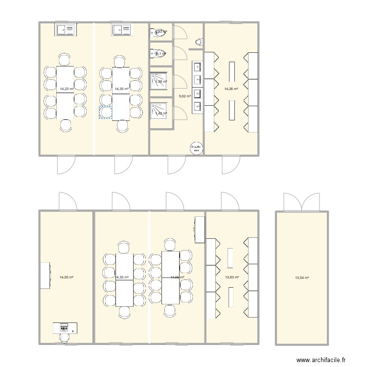valence. Plan de 13 pièces et 127 m2