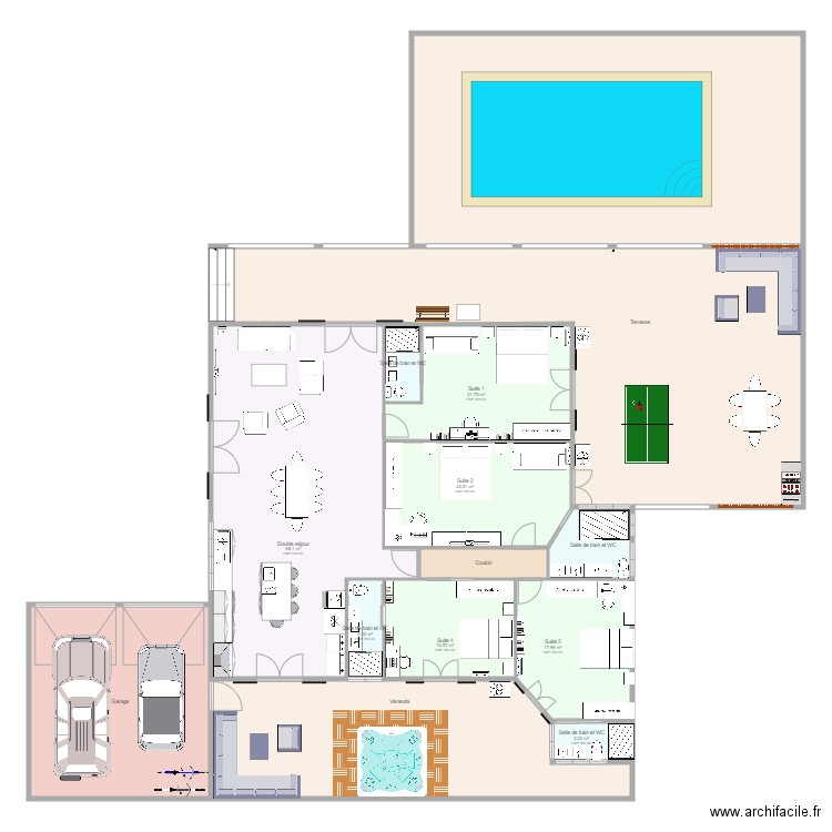 Maison Bambara 2. Plan de 14 pièces et 455 m2