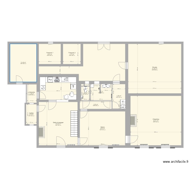 St André RDC Phase 2. Plan de 17 pièces et 191 m2