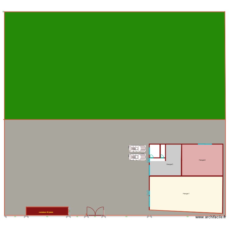 amenagement 3 premiers hangars. Plan de 0 pièce et 0 m2