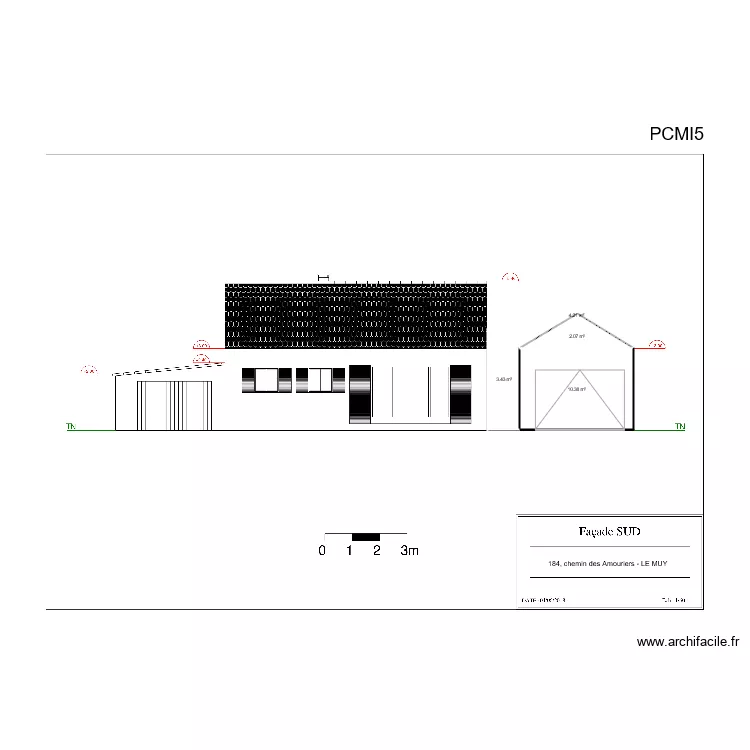 plan de facade sud avant travaux PCMI5. Plan de 