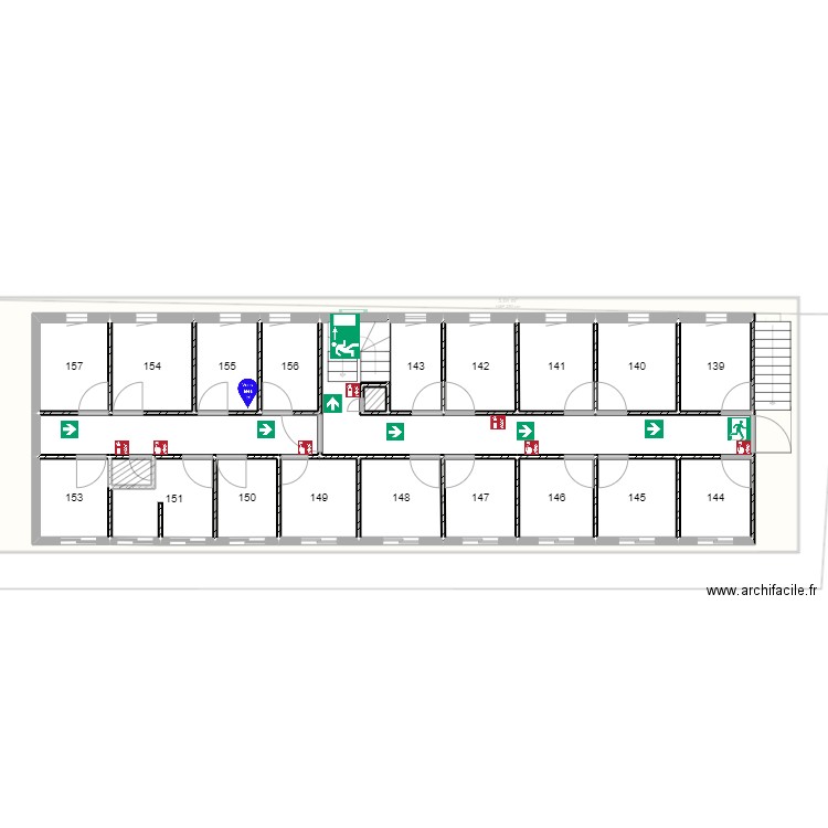 Plan évacuation rocade Chambre 155. Plan de 0 pièce et 0 m2