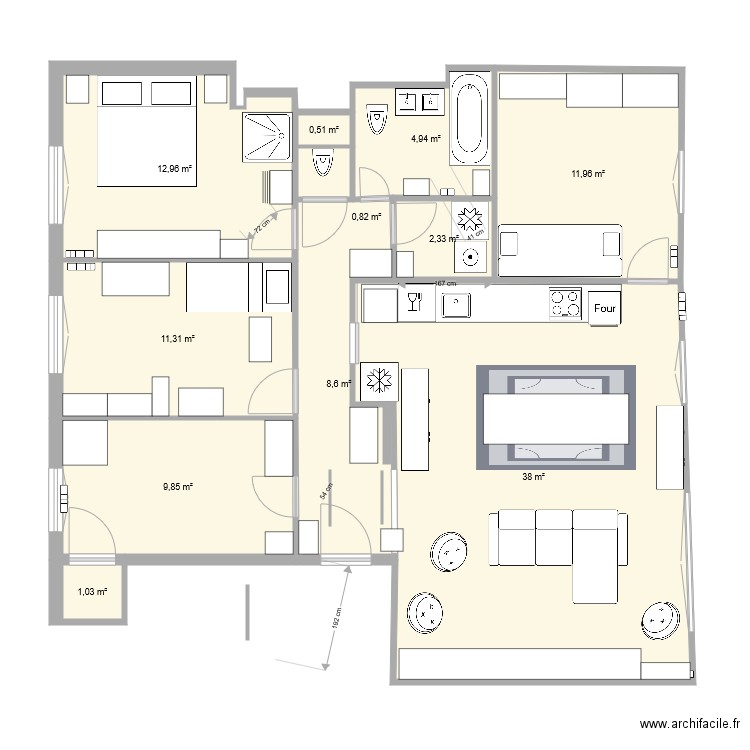 Alésia test. Plan de 11 pièces et 102 m2