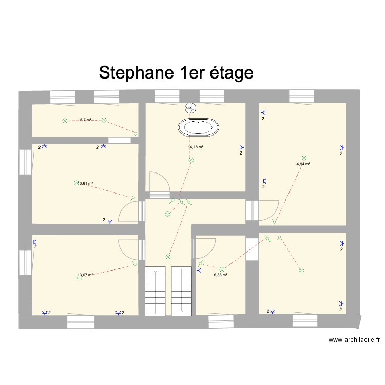 Stephane 1er. Plan de 6 pièces et 71 m2