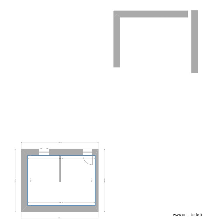 lesco rdc. Plan de 1 pièce et 30 m2